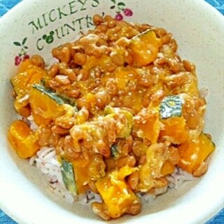 納豆の食べ方-塩麹＆かぼちゃ♪